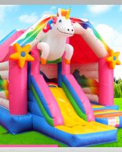 Louer un château gonflable LICORNE avec toboggan à Villefranche-Sur-Saône proche de Lyon .